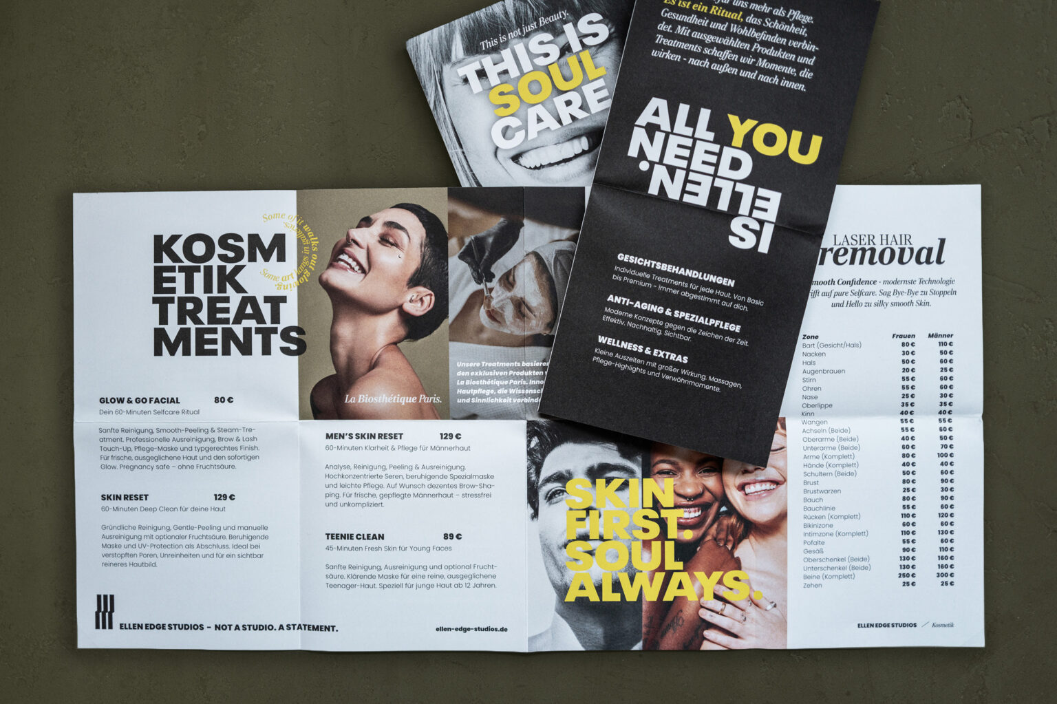 Flyer Kosmetik im neuen Corporate Design für Ellen Edge Studios - Christiane Dobric Freelancer