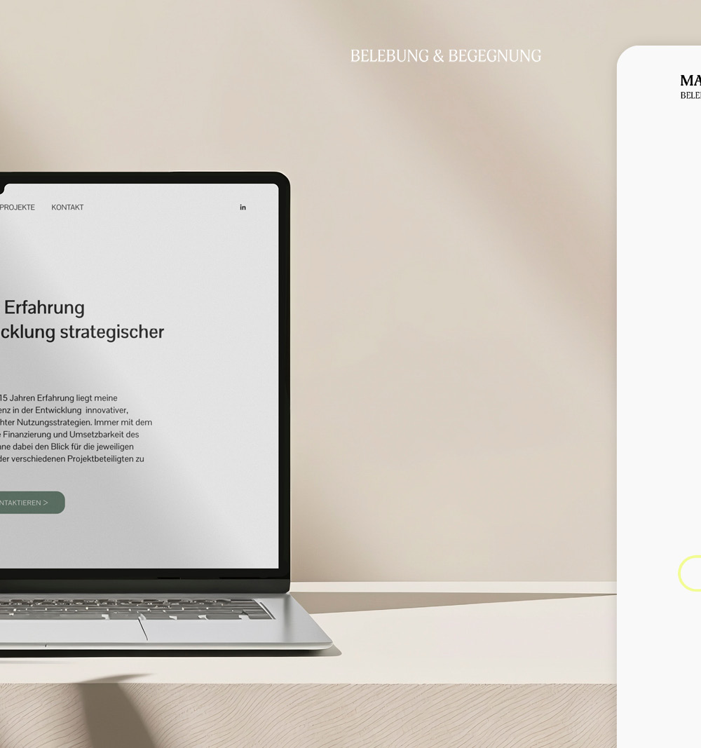 Laptop-Mockup mit der neuen Website von Maresa Kuhn, gestaltet im Rahmen eines Webseiten-Relaunch Projekts von Christiane Dobric.